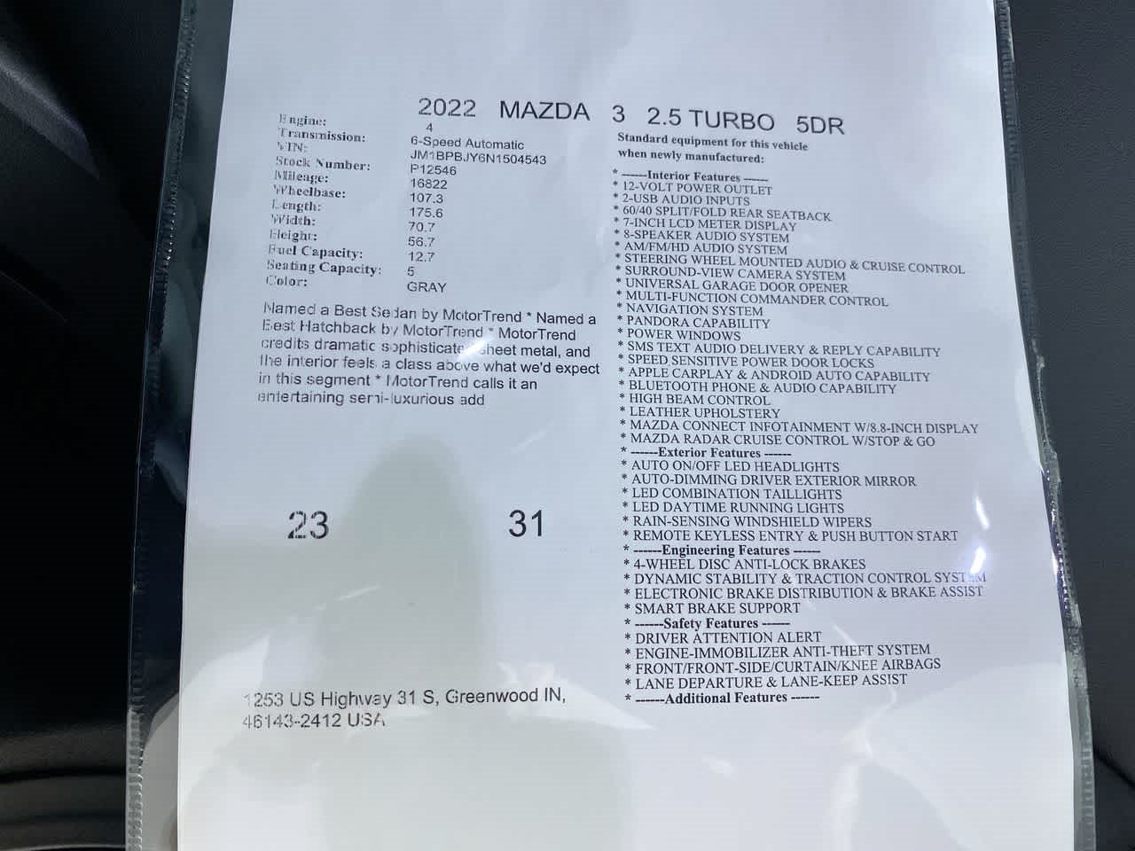 2022 Mazda Mazda3 Hatchback 2.5 Turbo